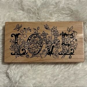 Vintage 1996 Floral PSX Floral Lace Love Wooden Stamp